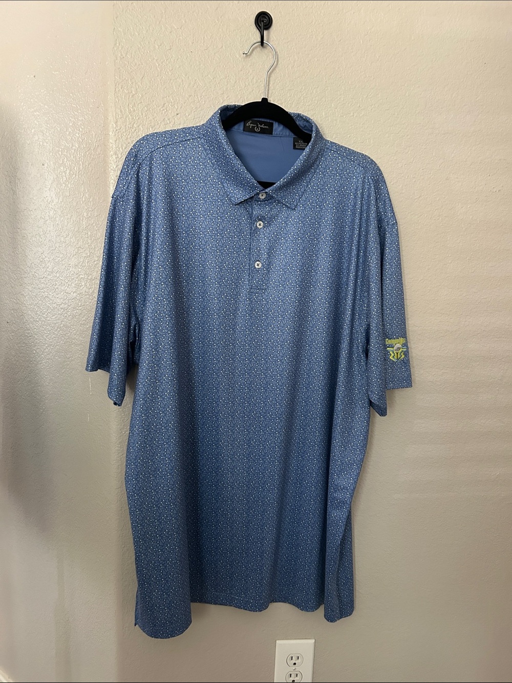 Byron Nelson Men’s Collection Light Blue Micro-Pattern Golf Polo Sz XXL TC0254